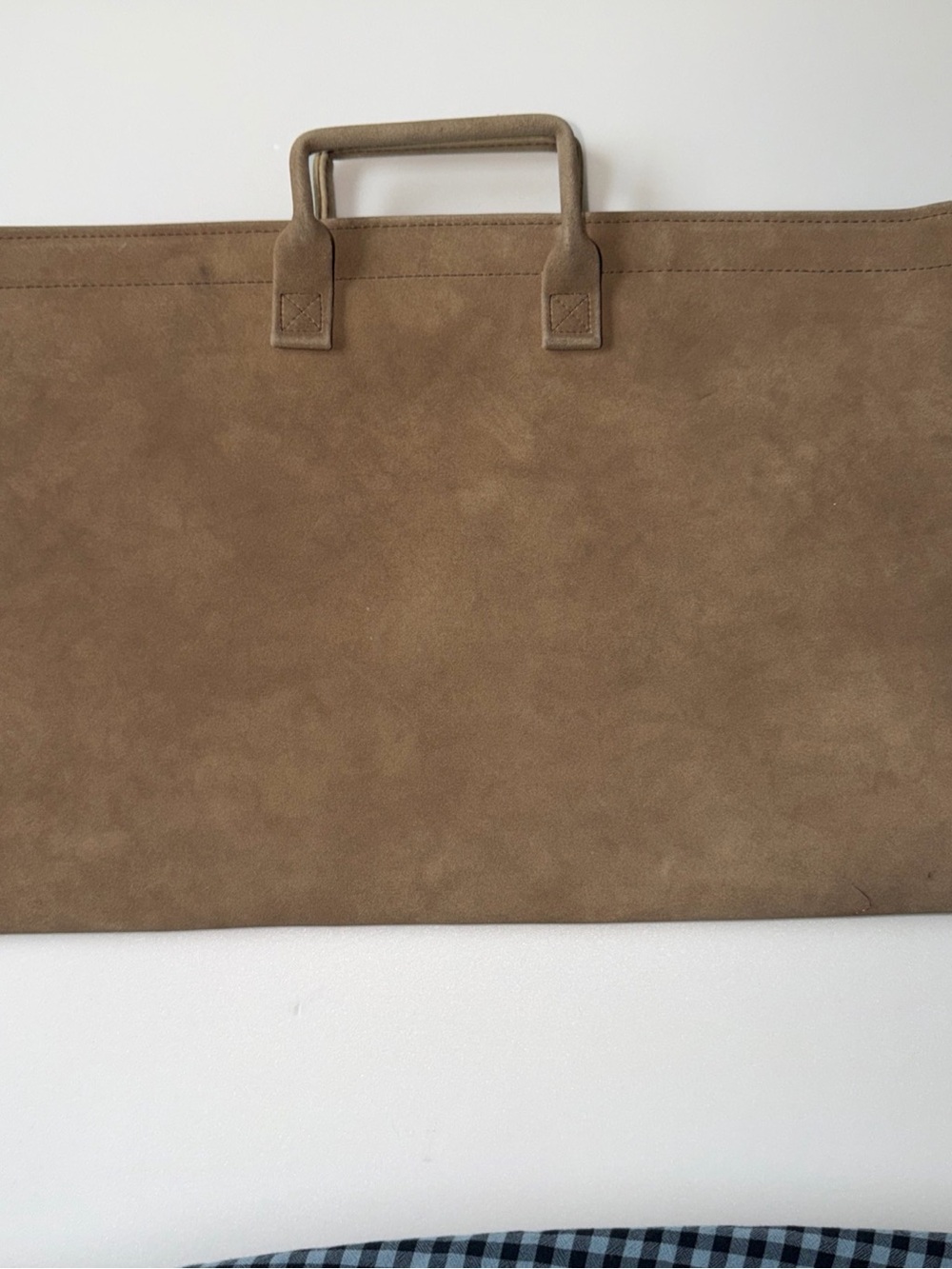 Vintage Suede Leather Portfolio Clasp Briefcase Bag